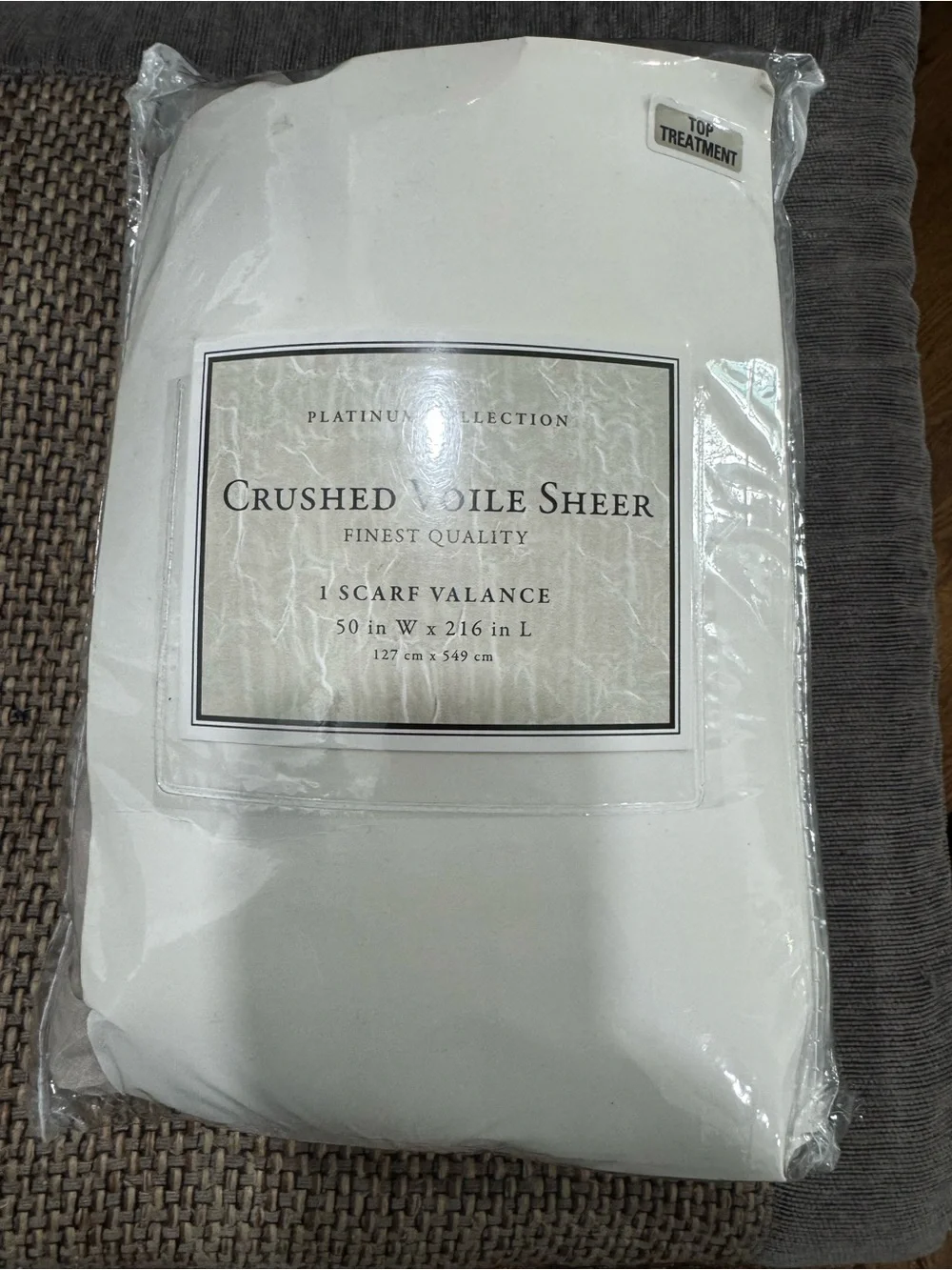 Crushed Voile Sheer Scarf Valance -beige 50x216